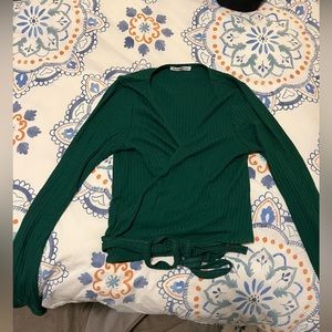 Reformation Green Pelato wrap sweater top